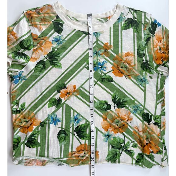 Anthropologie Maeve Boxy Floral Cropped Graphic Tee Size Medium - Picture 8 of 8